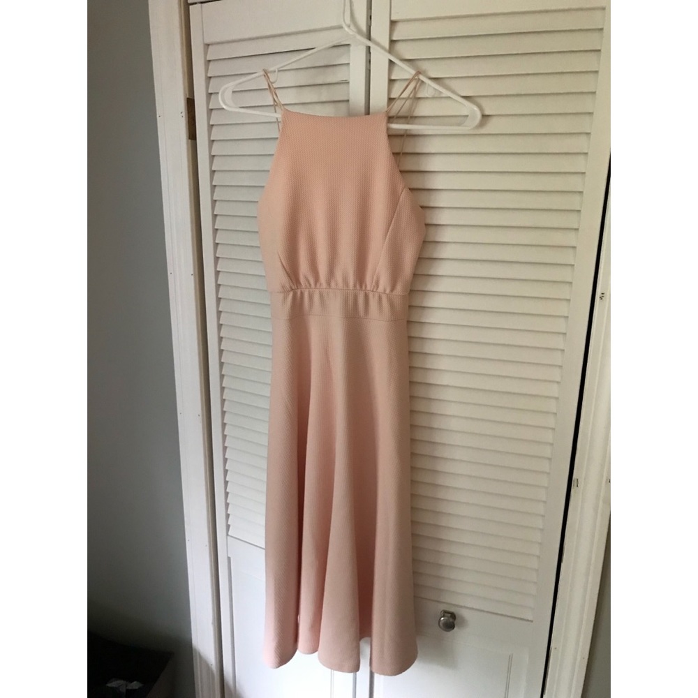 Pale pink textured skater midi dress